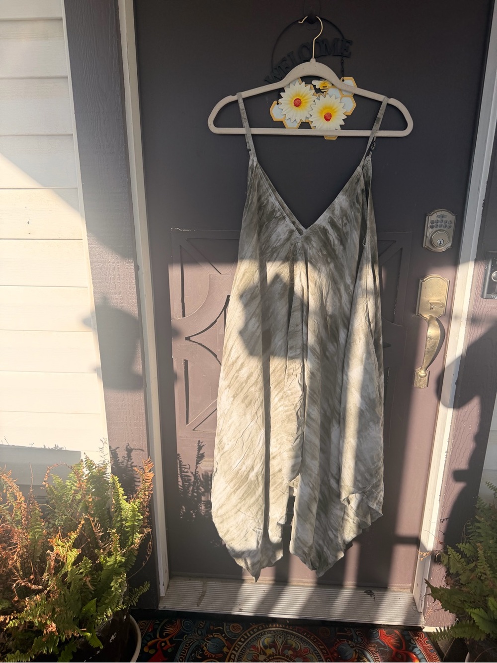 Angie Olive Tie-Dye V-Neck Romper